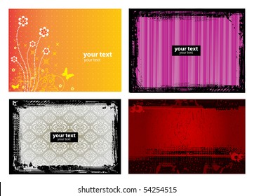 4 Grunge Banner Floral Background