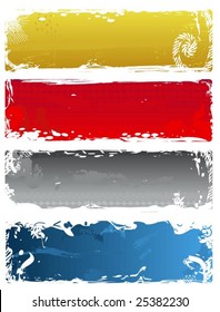 4 grunge banner vectors over white