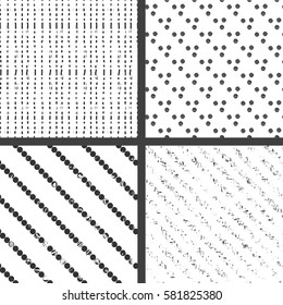 4 grunge black and white seamless patterns