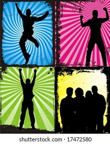 4 grunge framed vectors in 1