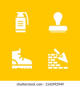 4 grunge icon set with grenade, stamp and boot vector illustration for graphic design and web