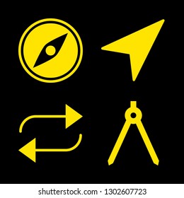 4 grungy icons with navigation and compass in this set