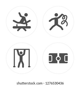 4 Gymnastic, Gymnast, Field modern icons on round shapes, vector illustration, eps10, trendy icon set.