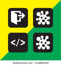 4 hacker icons in vector set. logout, virus and code illustration for web and graphic design