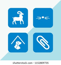 4 hair icons in vector set. nose, clip, goat and pet illustration for web and graphic design