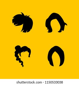 4 hairstyle icons in vector set. wig and hair illustration for web and graphic design