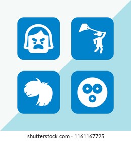 4 hairstyle icons in vector set. girl, shocked and wig illustration for web and graphic design