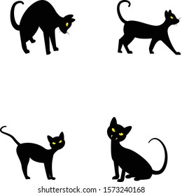 4 Halloween cat Gylph icon set 03