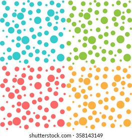 4 hand drawn painted seamless geometric patterns set. Vector illustration