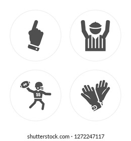4 Hand with extended pointing finger, playing throwing the ball in his hand, Referee, Glove for modern icons on round shapes, vector illustration, eps10, trendy icon set.