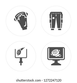 4 hand holding the ball, American football annotation, Trouser of a player, Football tv program modern icons on round shapes, vector illustration, eps10, trendy icon set.