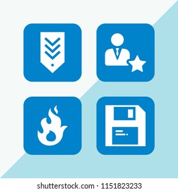 4 hand icons in vector set. save, heat, rank and manager illustration for web and graphic design
