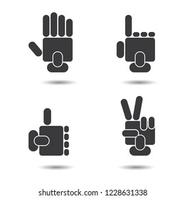 4 Hand Robot icons for technology become ai. Vector illustration.