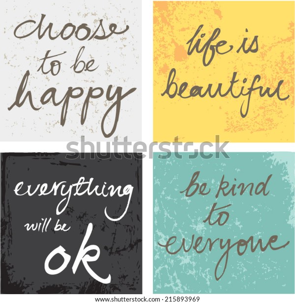 4 Hand Written Inspirational Typographic Words Stock Vector Royalty Free 215893969