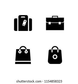 4 handbag icons in vector set. bag and handbag in black with a label illustration for web and graphic design