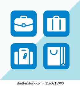 4 handbag icons in vector set. bag, hand bag and handbag in black with a label illustration for web and graphic design