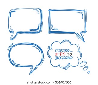 4 handdrawn communication bubbles on a white background. Eps 10 vector file.