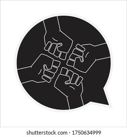 4 hands rising together inside bubble chat For Black Lives Matter Vector Design