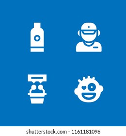 4 happy icons in vector set. poeple, interview, flirt and shampoo illustration for web and graphic design