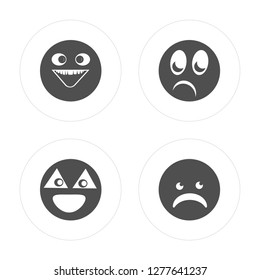 4 Happy, Nerd, Shocked, Shocked modern icons on round shapes, vector illustration, eps10, trendy icon set.