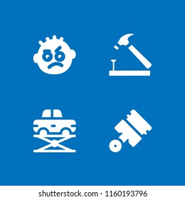 4 hard icons in vector set. hammer, tough and construction and tools illustration for web and graphic design