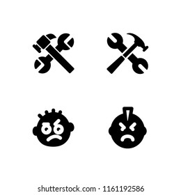 4 hard icons in vector set. tough, hammer and punk illustration for web and graphic design