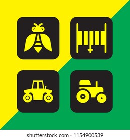 4 harvest icons in vector set. tractor and farming and gardening illustration for web and graphic design