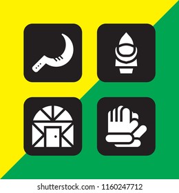 4 harvest icons in vector set. agriculture and farming and gardening illustration for web and graphic design