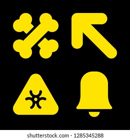 4 hazard icons with upper left arrow and biohazard in this set