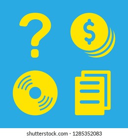 4 heap icons with coin and documents in this set
