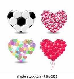 4 Hearts In Different concept, Vector Illustration