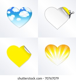 4 Hearts In Different Kinds, Vector Illustration