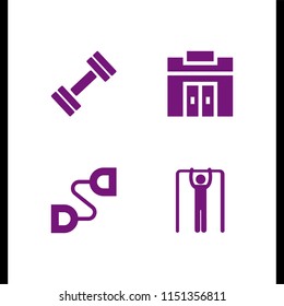 4 heavy icons in vector set. gym illustration for web and graphic design