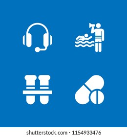 4 help icons in vector set. headset, life guard, healthcare and medical and drug illustration for web and graphic design