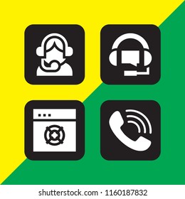 4 helpdesk icons in vector set. support, call and customer support illustration for web and graphic design