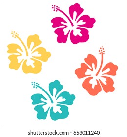 4 Hibiscus flowers vector 