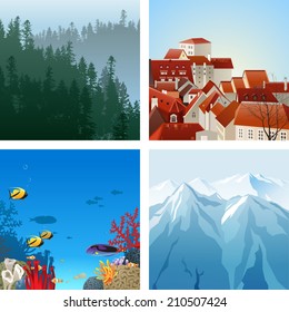 4 highly detailed landscapes for your designs