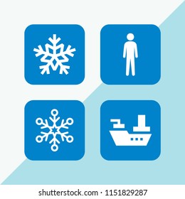 4 hill icons in vector set. cruiser, tall human silhouette and snow illustration for web and graphic design
