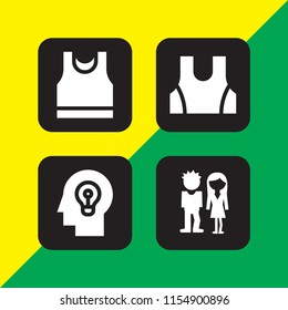 4 hipster icons in vector set. think, boy and sport wear illustration for web and graphic design