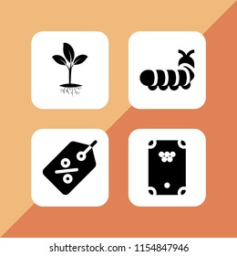 4 hobby icons in vector set. tag, hobbies and free time, eight ball and garden illustration for web and graphic design