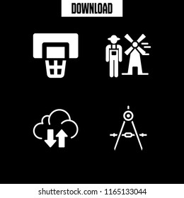 4 holding vector icon set with basketball, farmer, transfer and compass icons for mobile and web