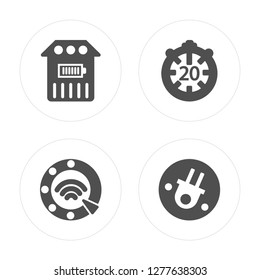 4 Home, Dial, Smart, Wifi modern icons on round shapes, vector illustration, eps10, trendy icon set.