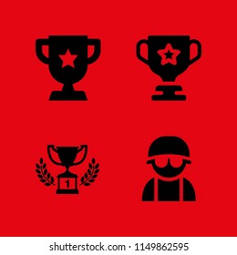 4 honor icons in vector set. army, trophy and first prize trophy illustration for web and graphic design