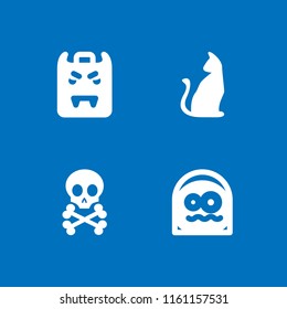 4 horror icons in vector set. death, scared, halloween black cat and vampire illustration for web and graphic design