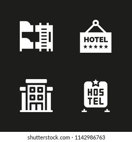 4 hostel icon set with hotel, bunk and hostel vector illustration for graphic design and web