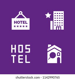 4 hostel icon set with hotel and hostel vector illustration for graphic design and web