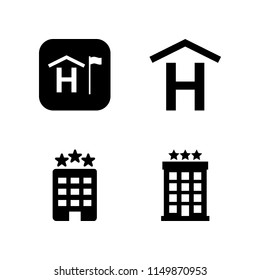 4 hostel icons in vector set. hotel illustration for web and graphic design