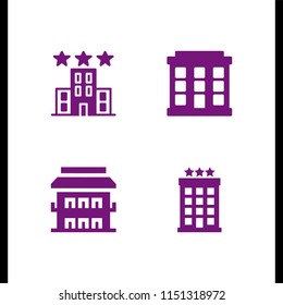 4 hostel icons in vector set. hotel illustration for web and graphic design