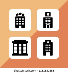 4 hostel icons in vector set. hotel illustration for web and graphic design