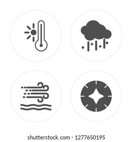 4 Hot, Calm, Hail, Compass modern icons on round shapes, vector illustration, eps10, trendy icon set.